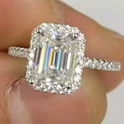 The Emerald Cut Halo Ring